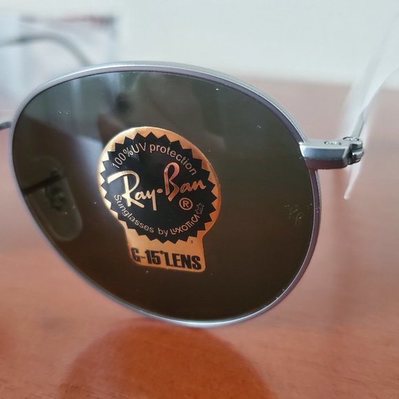 Authentic NWT Ray-Ban RB3447 Round Metal Sunglasses 50-21 Gunmetal Green G-15 - Picture 7 of 8